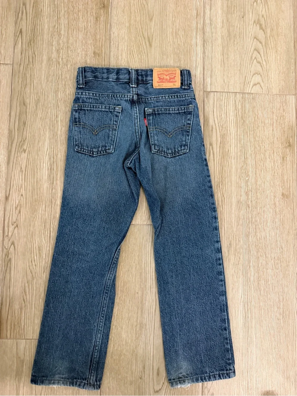 Levi's 511 Slim Skinny Boys Blue Denim Jeans Size 7 Cotton Medium Wash